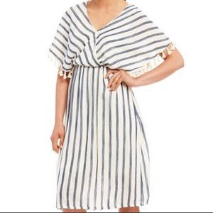 Gibson Latimer Dolman Sleeve tassel Stripped midi dress